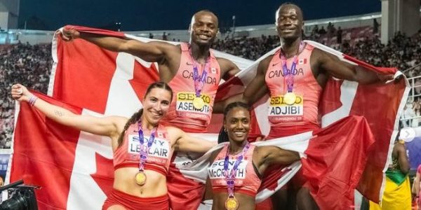 Le Canada a remporté la toute première épreuve de relais mixte 4 x 100 m