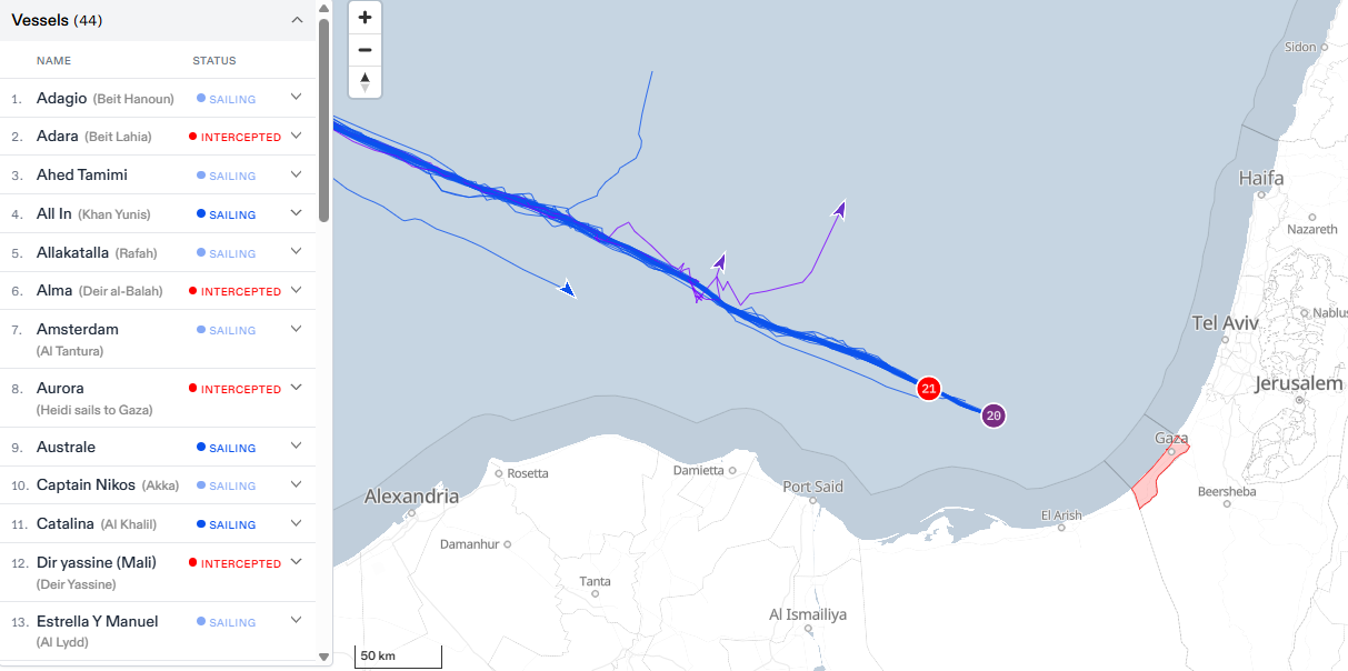 Les bateaux de militants pour la paix en route vers Gaza ont été interceptés 